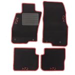 Jeu de 4 tapis moquette pour alfa romeo mito 2008>2015 logo rouge bord rouge