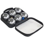 Jeu 6 boules petanque chrome loisirs (725g, ?7, 2cm) - avec cochonnet, mesureur, sacoche - set jeu plein ...