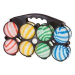 Jeu 8 boules de petanque plastique colore multicolore 70 mm avec panier - loisir plein air jardin - set ...