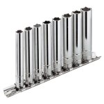 Jeu 8 douilles 1 / 4'' longues 6 pans mtrique sur rack - facom - rl. 40e