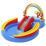 Jeu de plein air - intex - intex - 2 bassins avec toboggan - fontaine arc - en - ciel - 297x193x135 cm ...