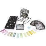 Jeu de bingo - jeu de loto - moulin en mtal - 75 boules - 18 cartes - 150 jetons colors