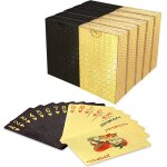 Jeux de cartes poker swinilaya noir et or �tanches en plastique 54 cartes
