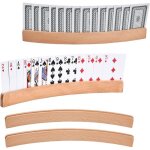 Jeu de cartes - porte - cartes  jouer en bois - lot de 4 - support de poker jouer enfants adultes