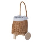 Chariot de courses - non sp�cifi� - en osier naturel - tissu bleu - pour enfants - dimensions 22x17 cm ...