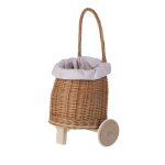 Jeux - chariot de courses pour enfants en osier rose