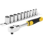 Jeu de cliquet et douilles stanley - cliquet 72 dents 1 / 4' + 10 douilles 12 pans de 5, 5  14 mm