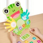 Jeu de comptage de doigts grenouille en bois livr� avec 23 cartes double face convient aux enfants de ...