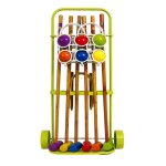 Jeu de croquet - ferry jouets - complet 6 joueurs - bois - chariot de transport - multicolore