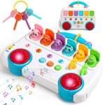 Jeu dapprentissage - jouet bebe 1 an - jouet montessori avec 6 animaux musique et lumi�res - fille gar�on ...