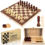Jeu dchecs - bois - pliable - 3 en 1 - portable - pour enfants  partir de 6 ans