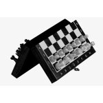 Jeu d�checs magnetique mini black en bois de charme pliant de petite taille (20 x 20cm) - ensemble complet ...