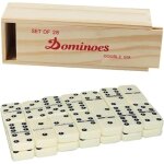 Jeu de dominos adulte - swapy - 28 pi�ces - bo�te m�tallique - 20x12 cm - blanc - bois - classique - ...
