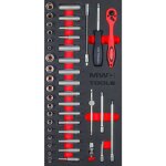 Jeu de douilles 1 / 4 4 - 14 mm 43 pi�ces module en mousse pour servante datelier mw tools mwd1443