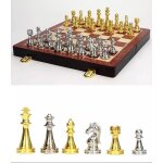 Jeu d echecs plateau bois 29cms / 29cms pieces metal