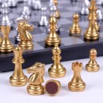 Jeu explorez ecs médiéval magnétique de haute qualité échiquier portable 32 pièces or et argent Jeu explorez ecs médiéval magnétique de haute qualité échiquier portable 32 pièces or et argent
