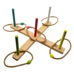 Jeu de lancer d?anneaux - shop - story - bois - 5 piquets color�s - 5 anneaux en corde - 3 ans et plus ...