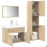 Jeu de meubles de salle de bain - vidaxl - meuble �tag�re + cabinet sous lavabo - 4 pi�ces ch�ne sonoma ...