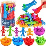 Jeu montessori - amoune - 40pcs avec tasses et pinces - apprendre couleurs et compter