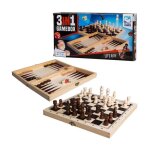 Jeu de plateau - clown games - 3 - in - 1 game wood - checs dames backgammon - bois de haute qualit ...