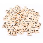 Jeu de lettres - scrabble - 100 pices en bois - lettres noires - accessoire dartisanat
