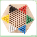 Jeu de soci�t� � chevilles de dames chinoises jeu de soci�t� hexagonal en bois color� jouet �ducatif ...