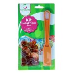 Kit baton magnetique loto orange et 100 pions aimantes - baguette ramasse jetons - jeu bingo - set accessoires ...