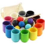 Jeu de trieur en bois montessori - grand jouet - 12 balles 35 mm - �ge 1 + - tri et comptage des couleurs ...