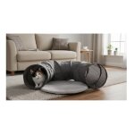 Jeu tunnel interactif pour chat gris fonc� avec balle 95 cm