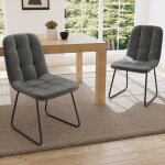 Jiexi lot de 2 chaises de salle � manger chaise de cuisine scandinaves en velours u pieds en m�tal (gris) ...