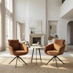 Jiexi lot de 2 chaises de salle � manger rembourr�es en polaire et avec base en m�tal marron fauteuils ...