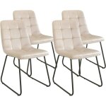 Jiexi lot de 4 chaises de salle � manger rembourr�es dossier haut u pieds en acier et tissu effet velours ...