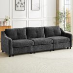 Jiexi canap� dangle convertible canap� en velours c�tel� canap� - lit 251 cm (gris 3 places)