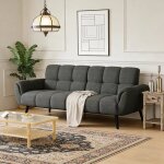 Jiexi canap� futon moderne en lin de 195 cm canap� - lit confortable avec dossiers r�glables canap� - ...