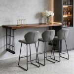 Jiexi ensemble de 3 tabourets de bar modernes chaises de comptoir en cuir pu avec dossier incurv� et ...