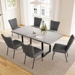 Jiexi ensemble de salle � manger avec table � rallonges et 6 chaises extensible de 130 � 170 cm (1 table ...