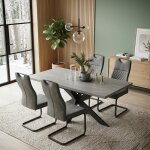 Jiexi ensemble comprenant une table � rallonges grise et 4 chaises avec housses id�al pour la cuisine ...