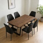 Jiexi ensemble table de salle � manger avec finition ch�ne dessus en bois mdf 1 table + 6 chaises de ...