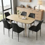 Jiexi ensemble de table de salle � manger moderne pour 6 personnes ? surface r�sistante en bois et 6 ...