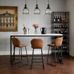 Jiexi pu leather counter height chairs set of 3 with curved back and footrest tabourets de bar modernes ...