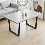 Jiexi table de salle � manger effet b�ton gris clair 150 x 100 x 76 cm plateau en mdf avec pieds en u ...
