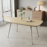 Jiexi table de salle � manger rectangulaire en bois mdf avec pieds en m�tal finition bois naturel 120 ...