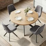 Jiexi table de salle � manger ronde et 4 chaises plateau en ch�ne mdf avec pieds araign�es en m�tal