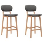 Jill - new 2x tabourets de bar chaise haute pub cuisine comptoir style moderne gris fonc� tissu4723