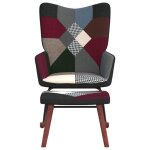 Jill * new fauteuil de repose - chaise  bascule avec tabouret patchwork tissu fr3854