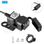 Chargeur usb moto - jin - double port tanche - 5v 1a / 2. 1a - installation guidon / rtroviseur