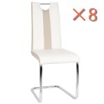 Jin lot de 8 chaises de salle  manger ou cuisine avec assise rembourre et pitement chrom revtement ...