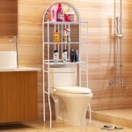 Jinkeey �tag�re dessus wc / machine � laver - 3 niveaux meuble de rangement de salle de bain en m�tal ...