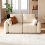 Jinovia canap� modulable 2 places loveseat en velours c�tel� ? beige