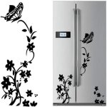 Jk07862 2pcs noir fleur vigne stickers muraux r�frig�rateur en pvc papillon autocollant murales amovible ...